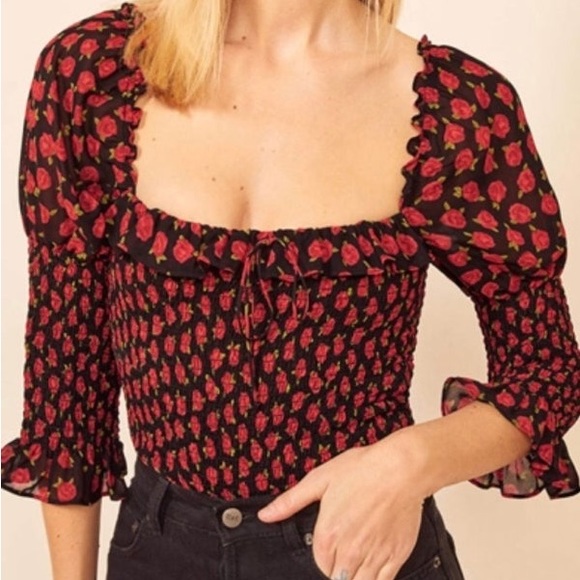 Reformation Tops - Rose puff sleeve top